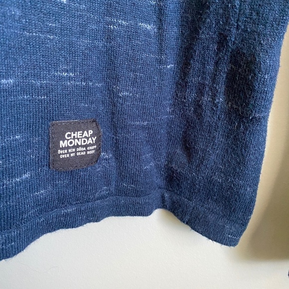 Cheap Monday Stockholm Navy Mens Rad Knit Long Sleeve Lightweight Sweater Medium - Picture 4 of 11